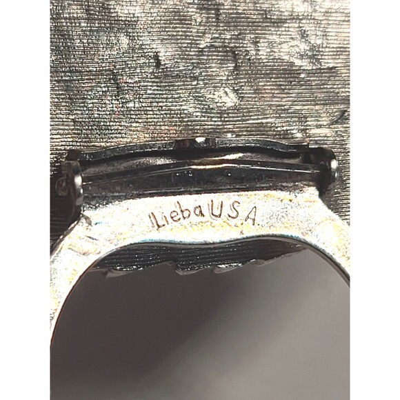 Vintage Signed LIEBA Made In USA Scarf Dress Clip Silver Tone Leaf Jewelry - Picture 3 of 6